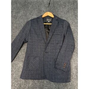 Lolanta Blazer Kids Size 170 Navy Blue Excellent Grid Print Single Breasted
